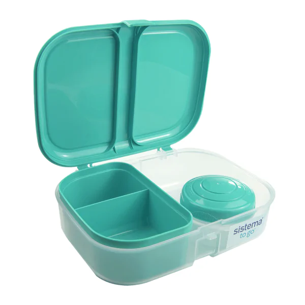 sistema 37.8oz Plastic Bento Ribbon Food Storage Box Green