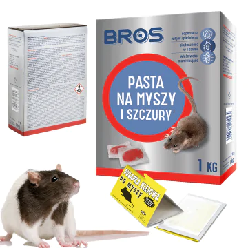 Pasta na myszy, szczury BROS + pułapka klejowa na myszy SERT zestaw