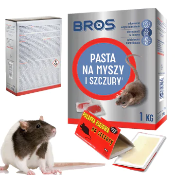 Pasta na myszy, szczury BROS + pułapka klejowa na szczury SERT zestaw